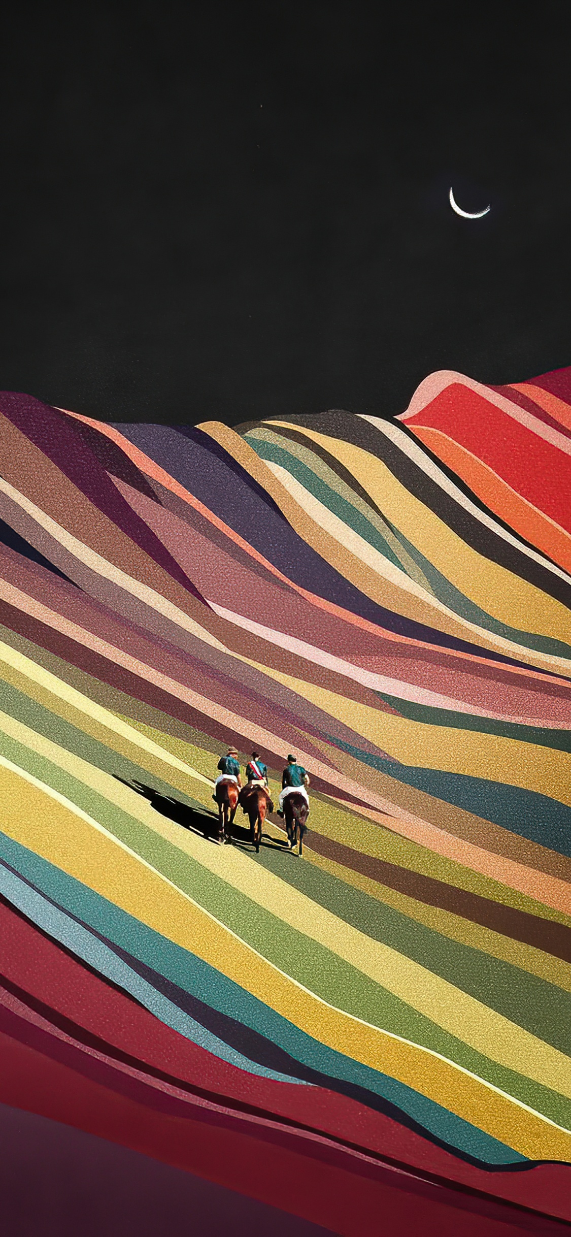 Обои бизнес, луна, линия, пейзаж, полутона и оттенки в разрешении 1125x2436