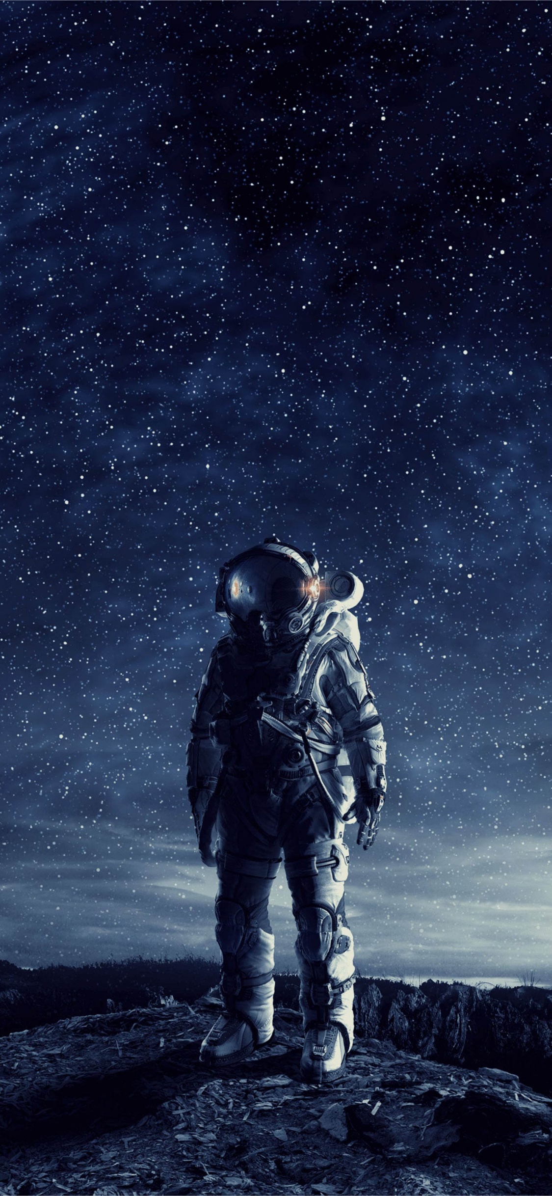 Обои космическое пространство, астронавт, освоение космоса, космос, атмосфера в разрешении 1125x2436