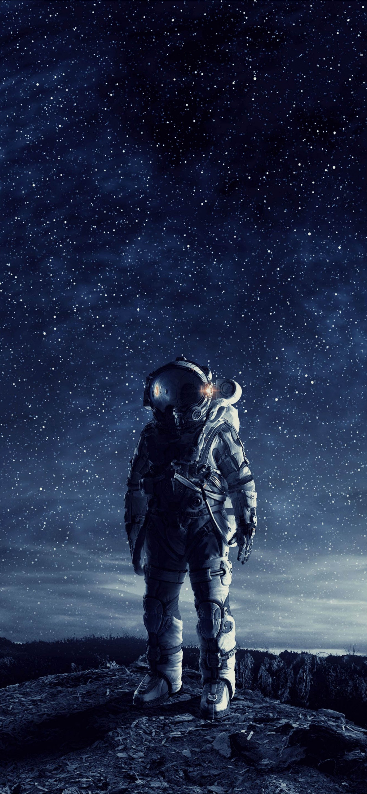 Обои космическое пространство, астронавт, освоение космоса, космос, атмосфера в разрешении 1242x2688