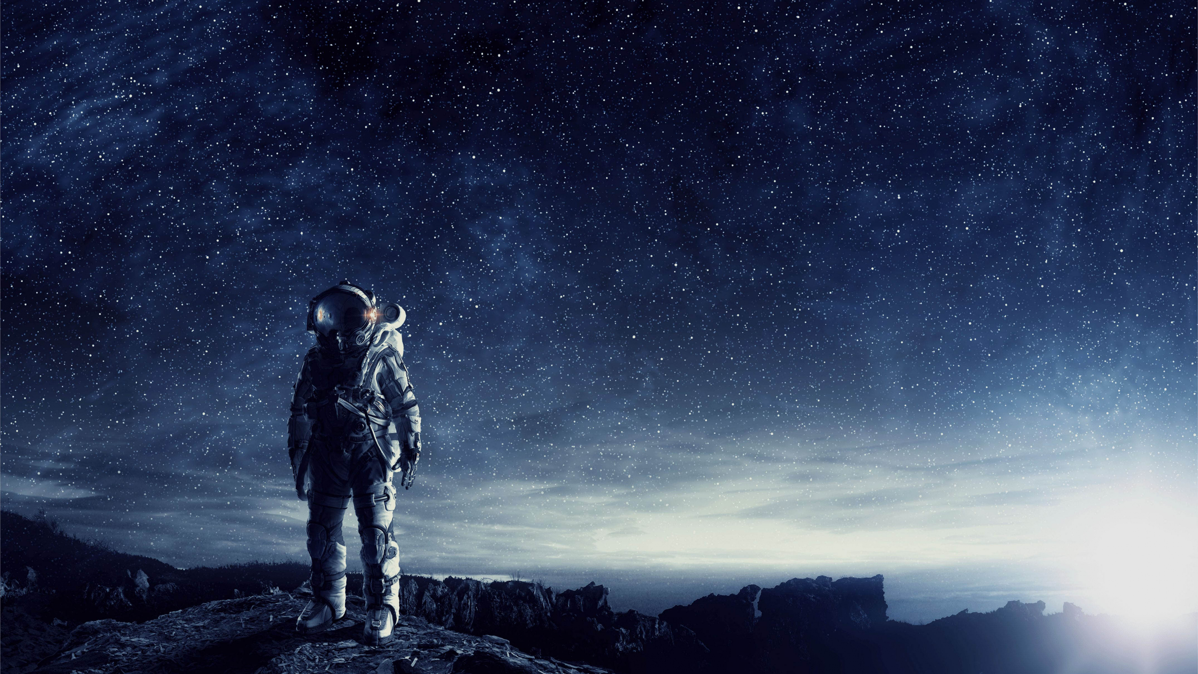 Обои космическое пространство, астронавт, освоение космоса, космос, атмосфера в разрешении 3840x2160