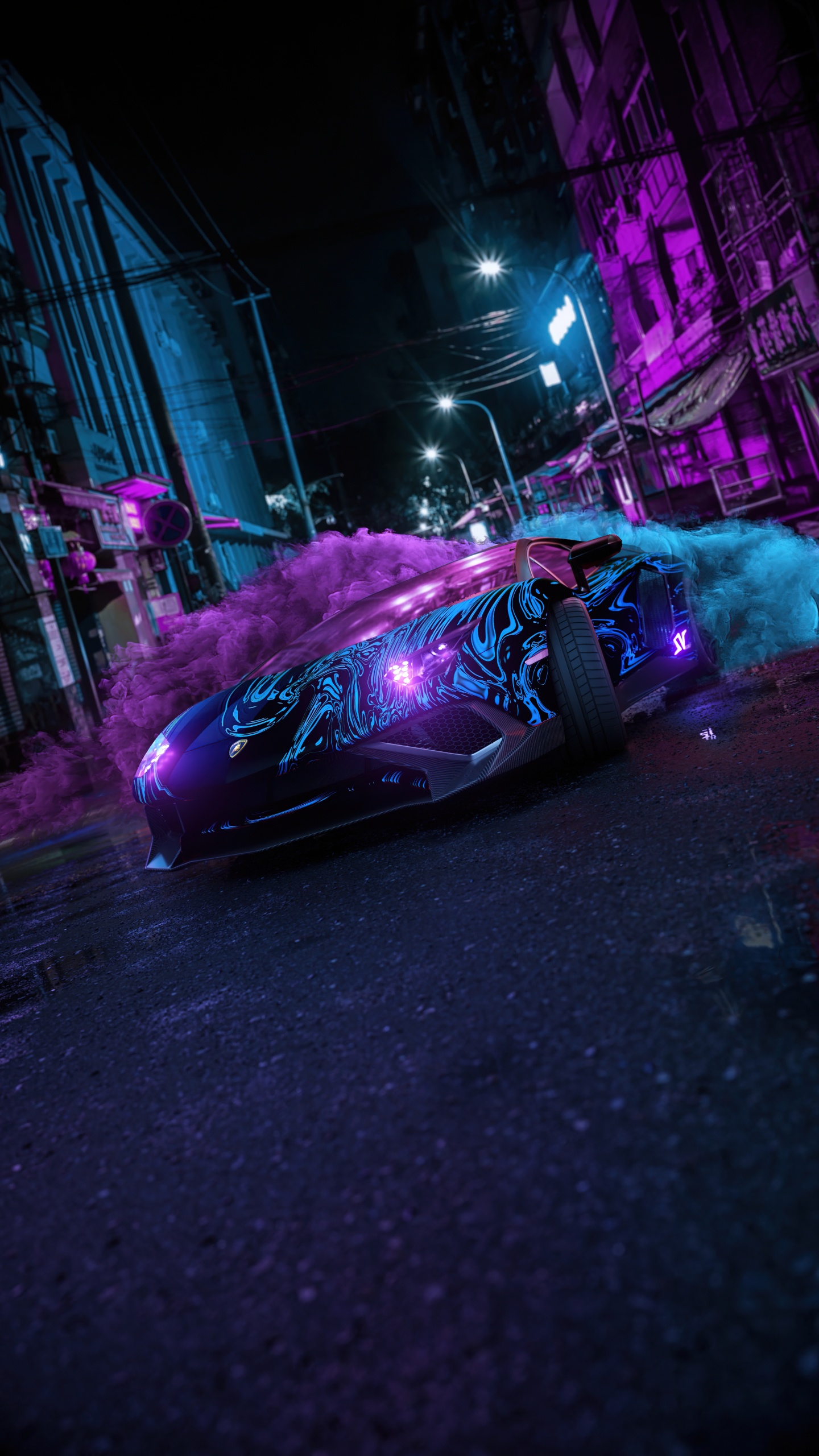 Обои андроид, яблоко, шина, колесо, автомобильное освещение в разрешении 1440x2560