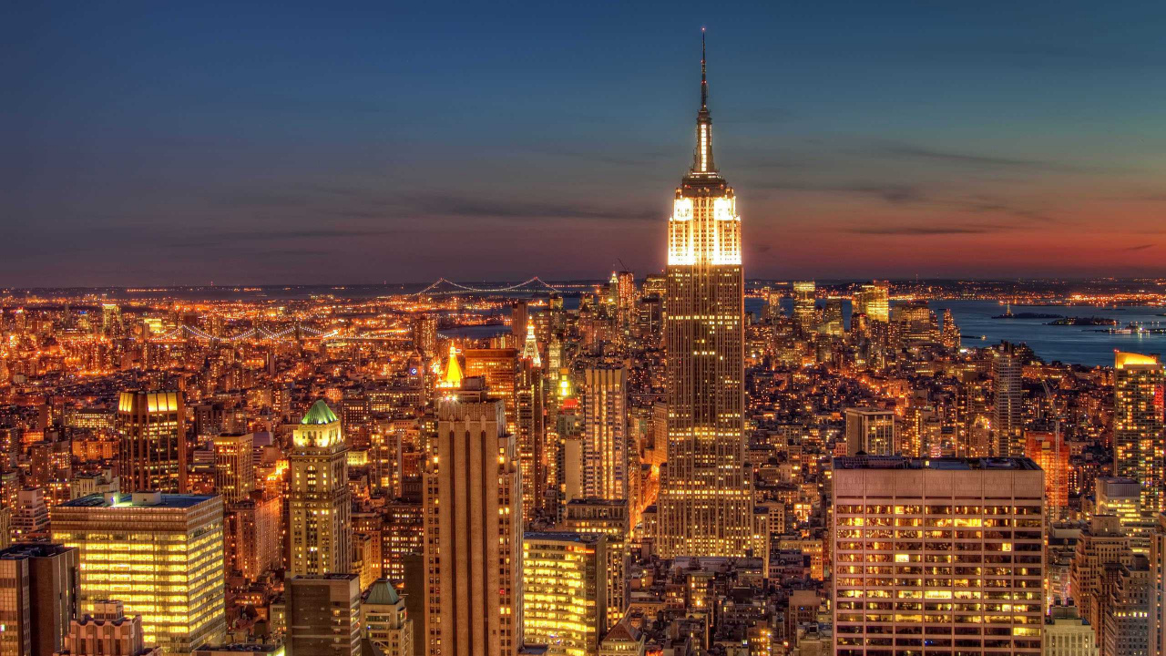 Обои город, городской пейзаж, городской район, метрополия, линия горизонта в разрешении 1280x720