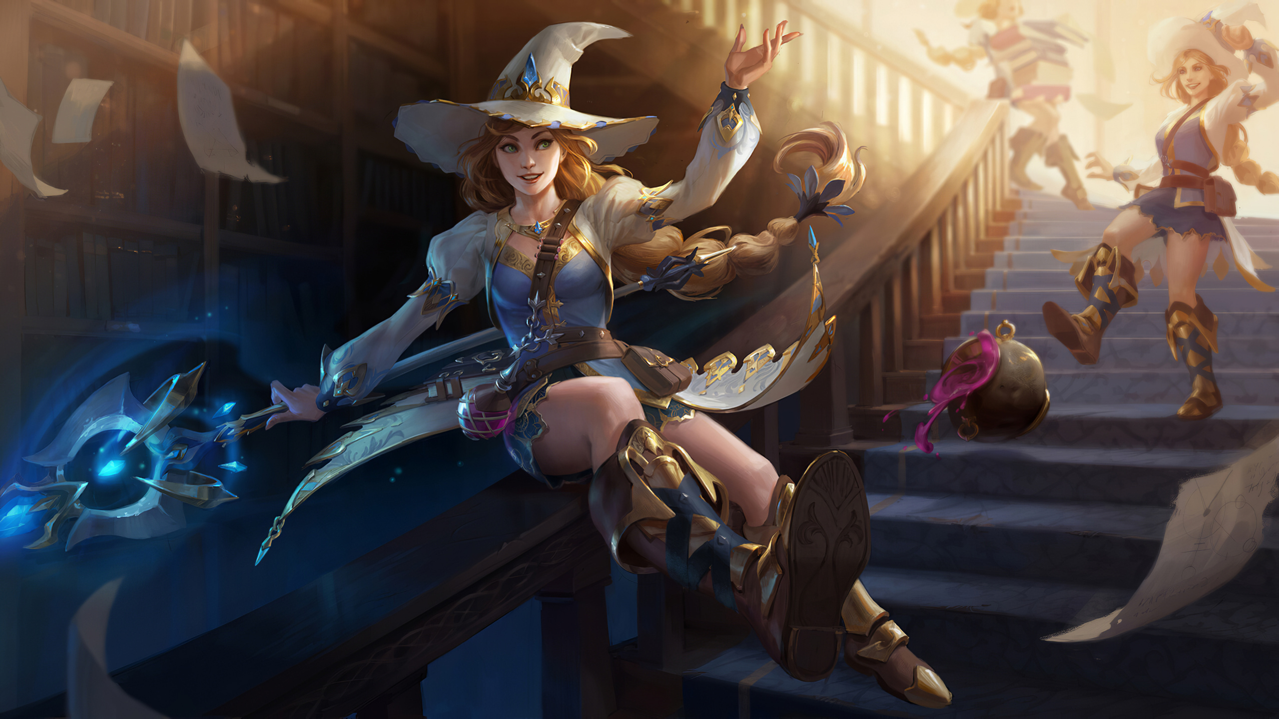 Обои заклинатель очарования морриган, Порази, чародей, В Morrgan, шляпа в разрешении 2560x1440