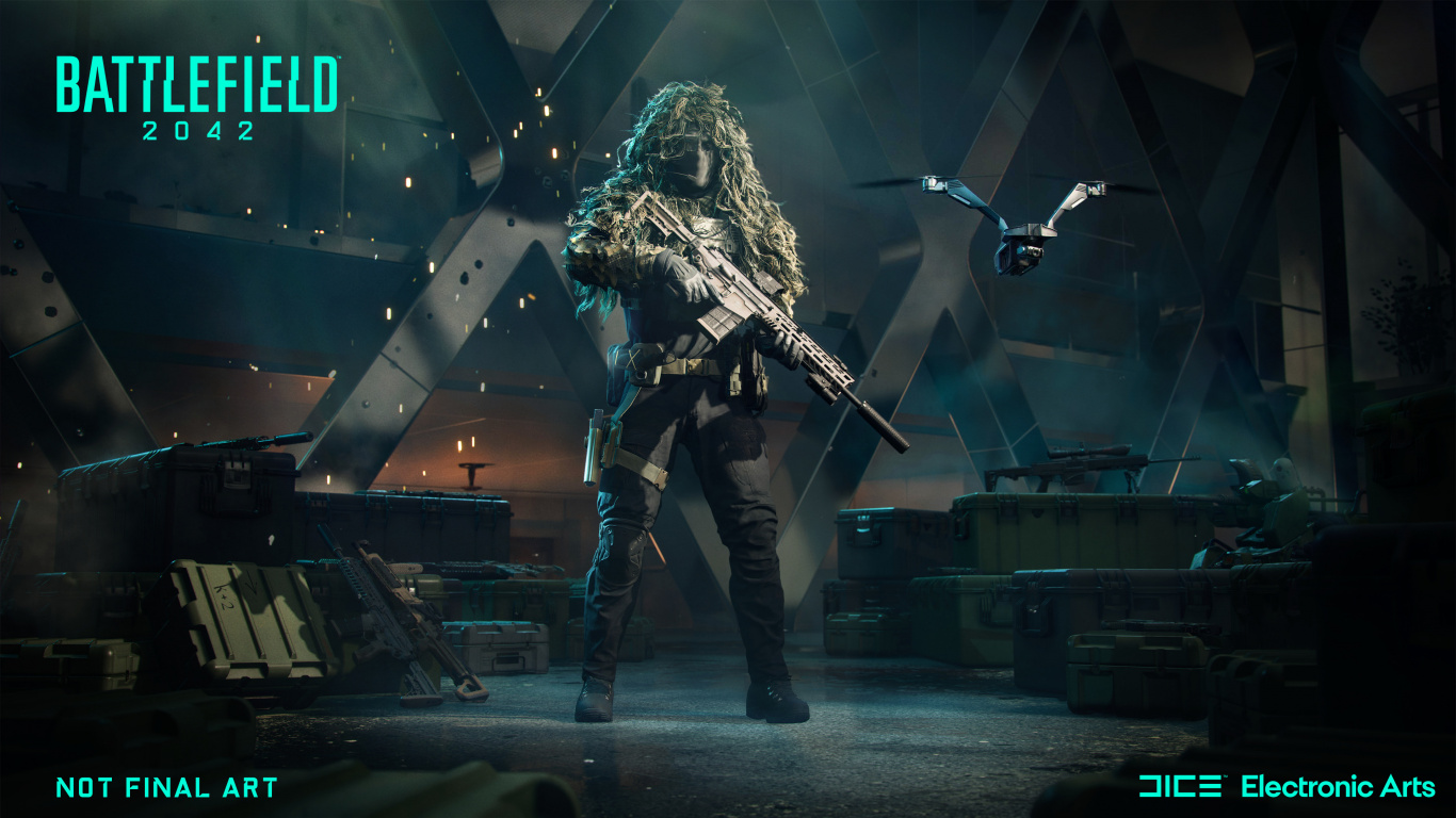 Обои battlefield 2042, кости, electronic arts, crysis, Кросс-платформенную игру в разрешении 1366x768