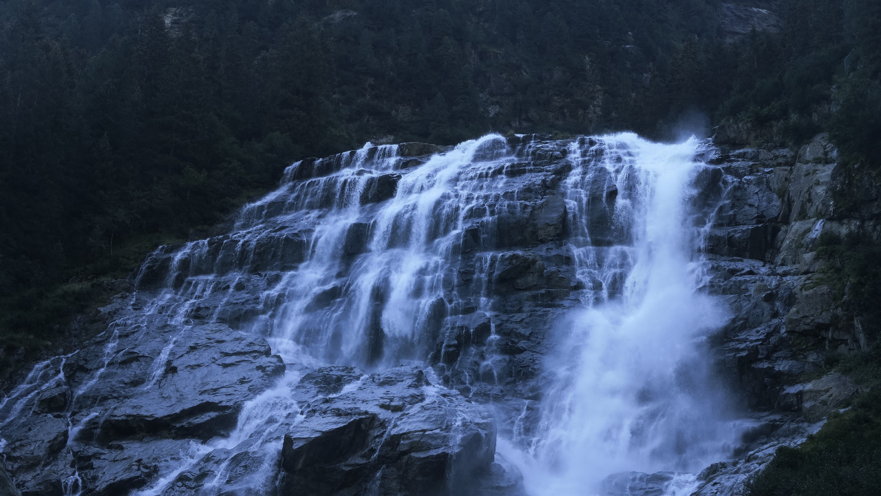 Обои водопад, быстрина, гидроресурсы, водоем, вода в разрешении 1280x720