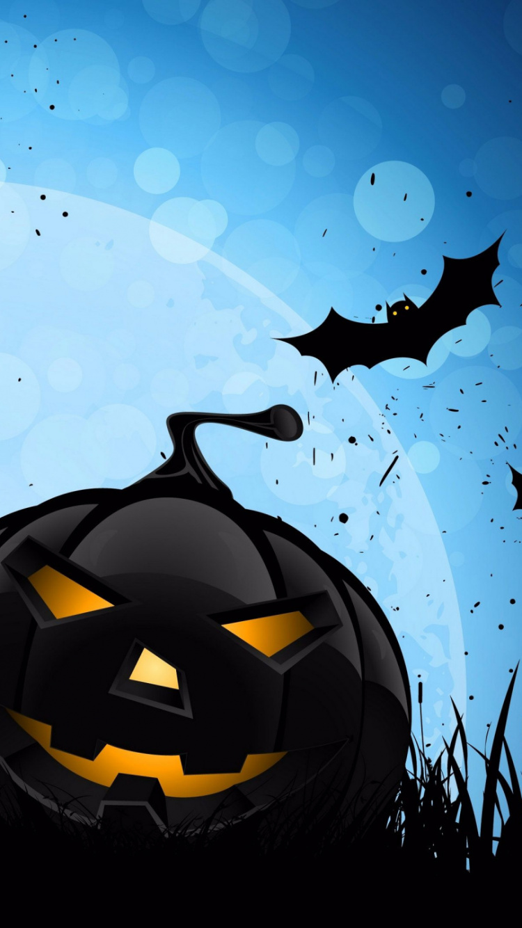Обои иллюстрация, позвоночное животное, Хэллоуин, небо, вымышленный персонаж в разрешении 750x1334
