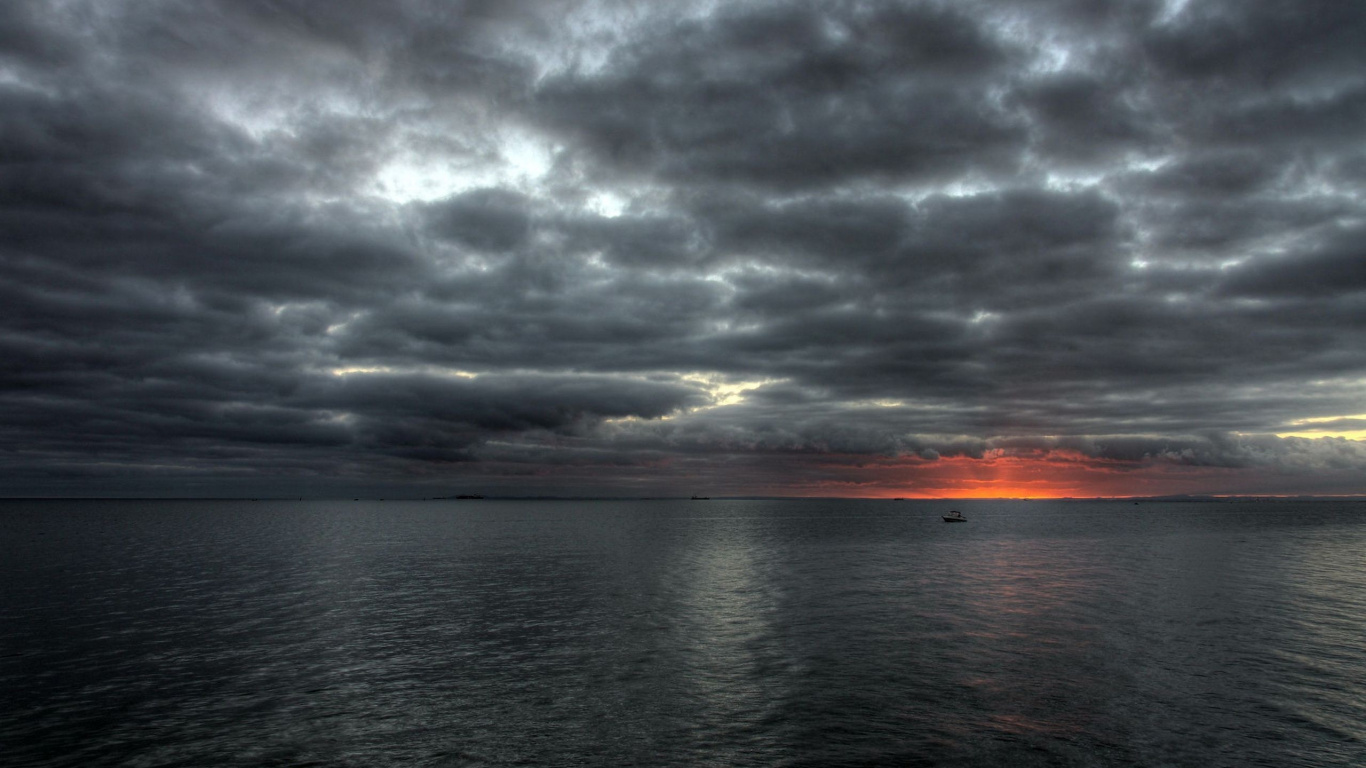 Обои облако, буря, горизонт, море, вода в разрешении 1366x768