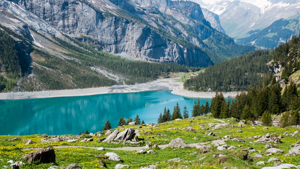 Обои гора, горный хребет, горный рельеф, природный ландшафт, природа в разрешении 1280x720