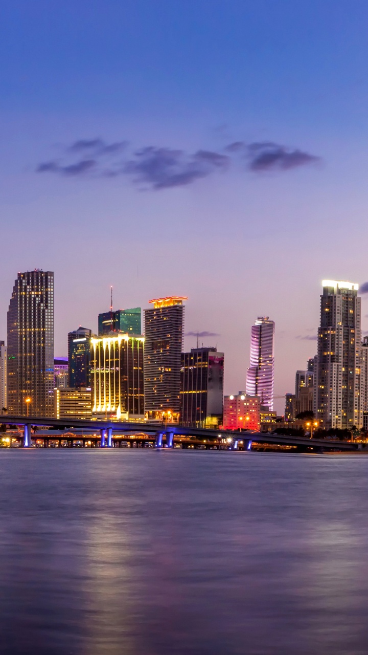 Обои Майами, городской пейзаж, город, линия горизонта, метрополия в разрешении 720x1280