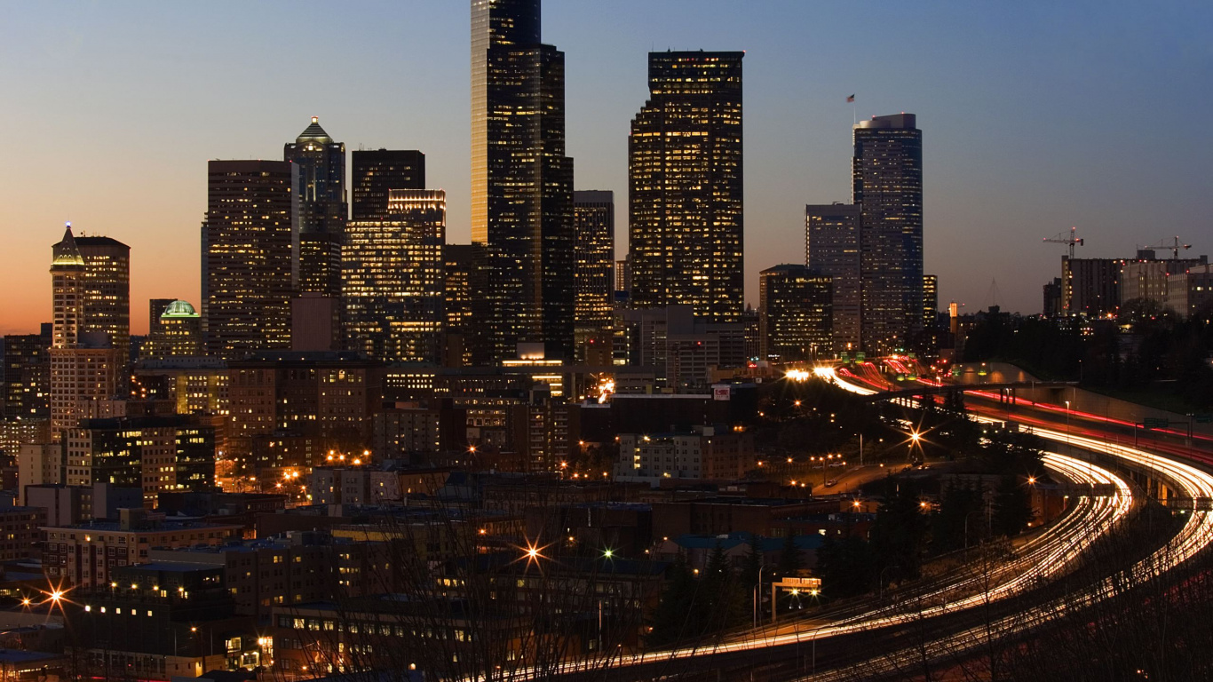 Обои городской пейзаж, город, городской район, метрополия, линия горизонта в разрешении 1366x768