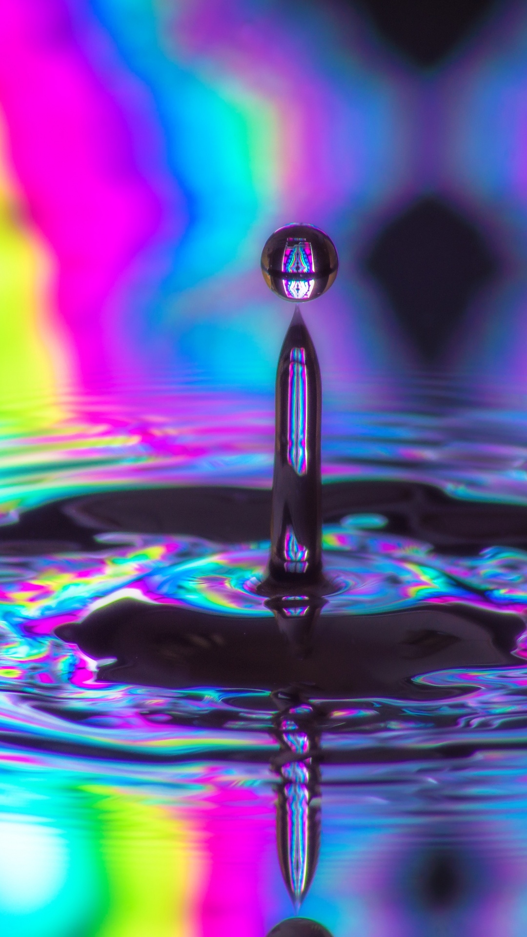 Обои вода, жидкий, пурпур, падение, красочность в разрешении 1080x1920