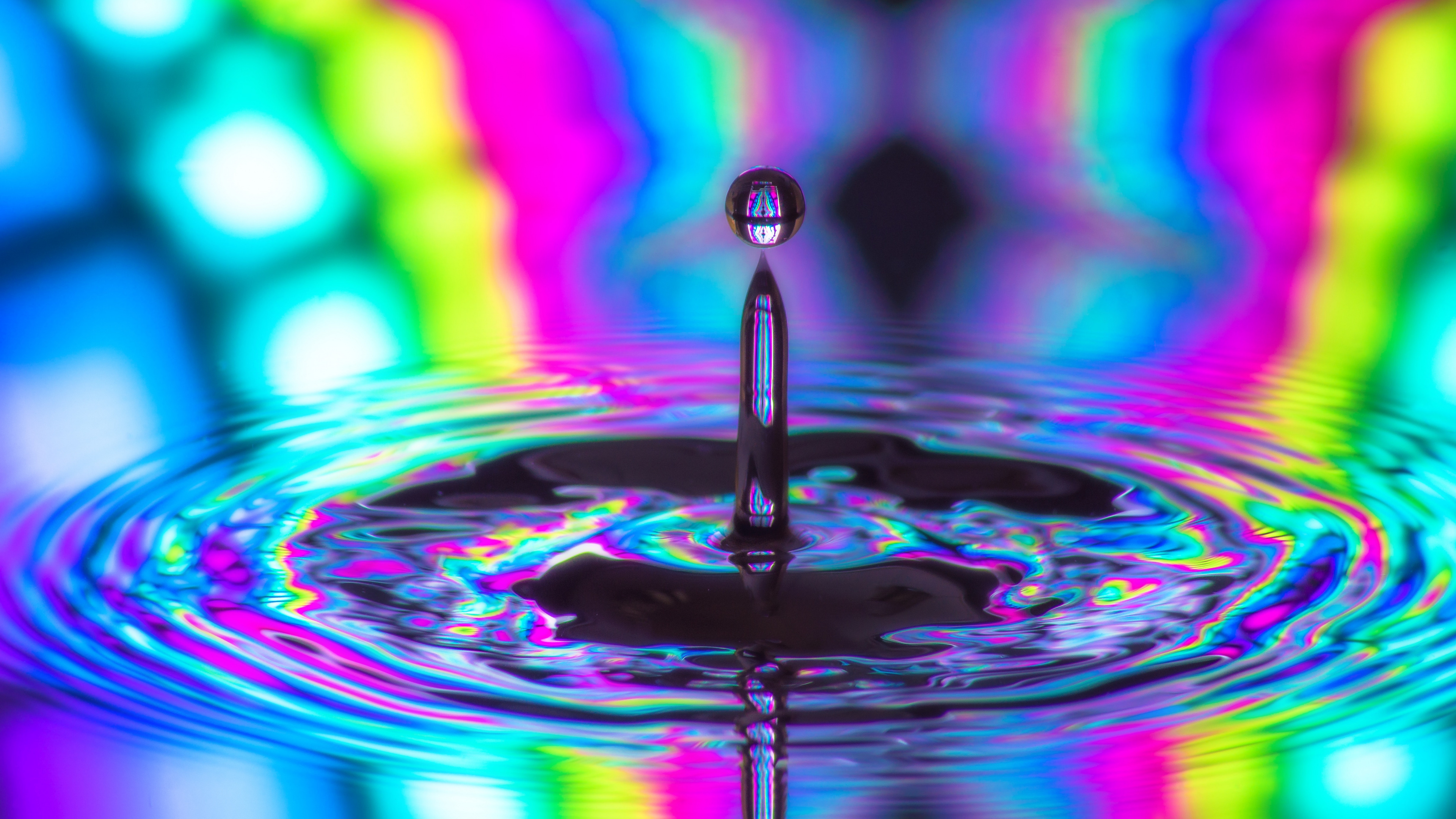 Обои вода, жидкий, пурпур, падение, красочность в разрешении 3840x2160