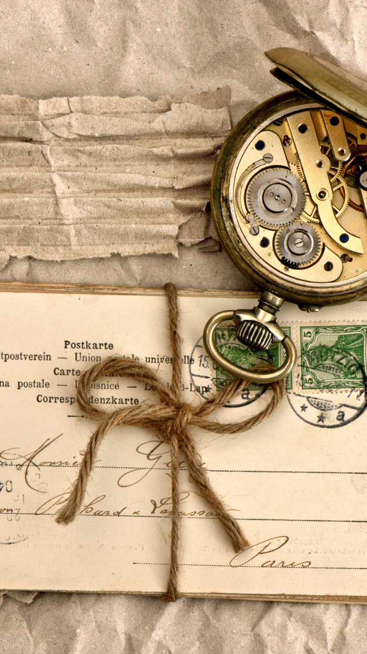 Обои стиль ретро, шрифт, роман, фикция, часы в разрешении 750x1334