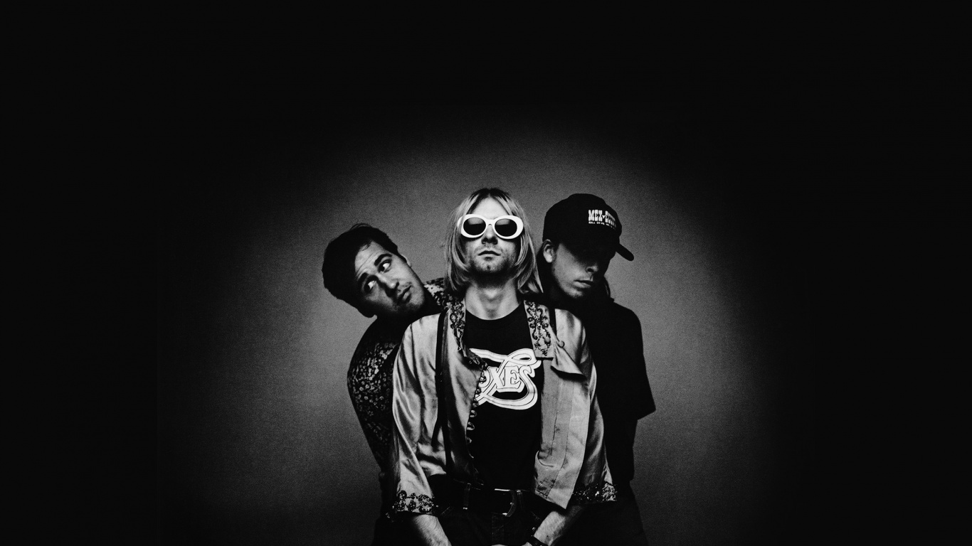 Обои нирвана, черный, монохромный, темнота, монохромный режим в разрешении 1366x768