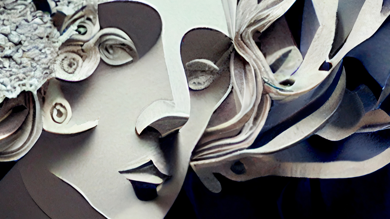 Обои дизайн, искусство искусственного интеллекта, визуальное искусство, портрет, иллюстрация в разрешении 1366x768