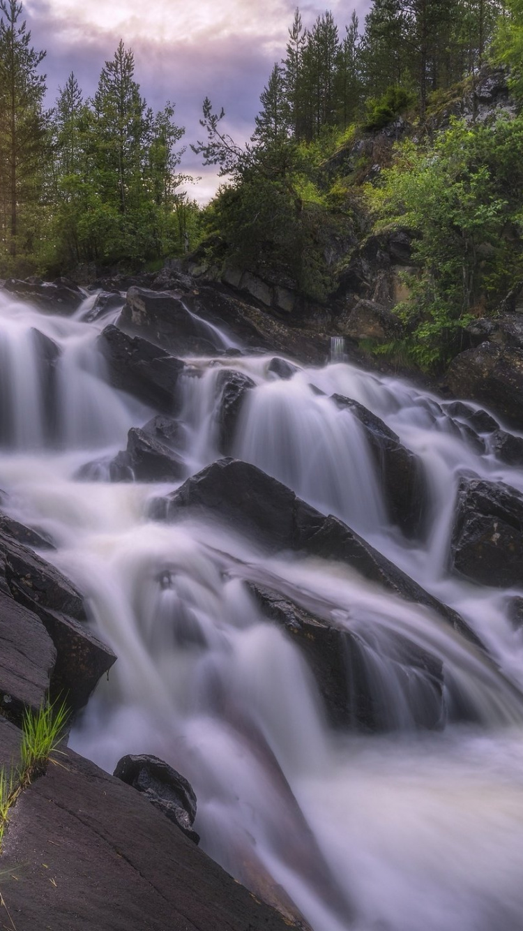 Обои водопад, реки, водоем, гидроресурсы, природа в разрешении 750x1334