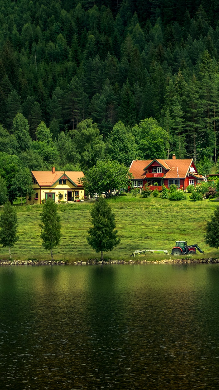 Обои природа, коттедж, Хаус, зеленый, дикая местность в разрешении 720x1280