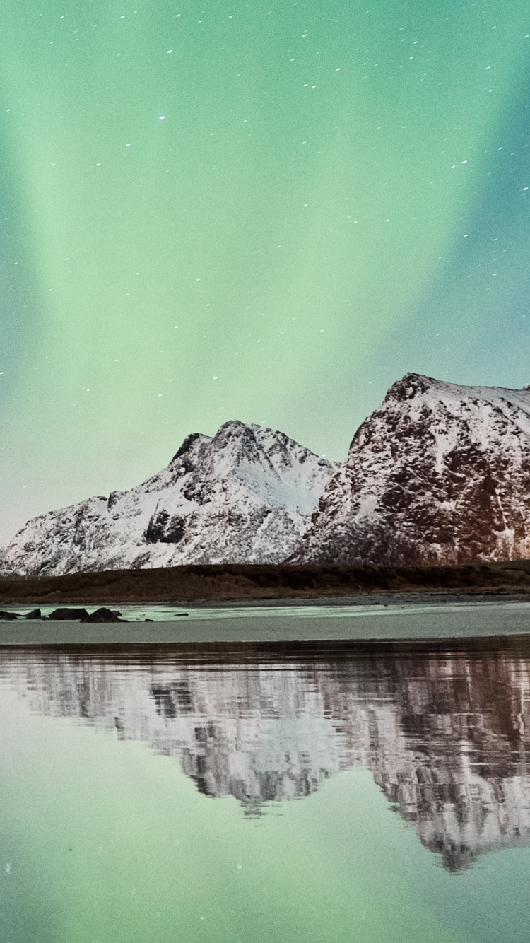 Обои Аврора, путешествие, природа, природный ландшафт, отражение в разрешении 750x1334