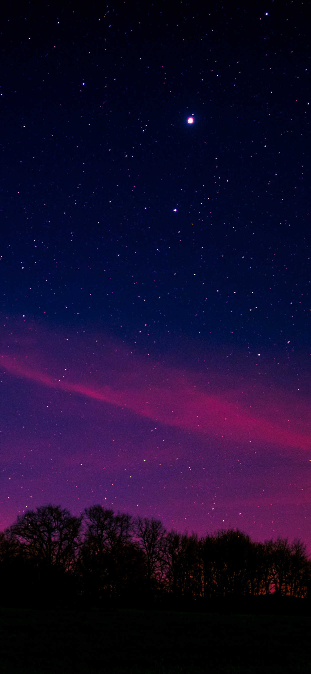Обои Аврора, ночь, атмосфера, горизонт, пурпур в разрешении 1242x2688