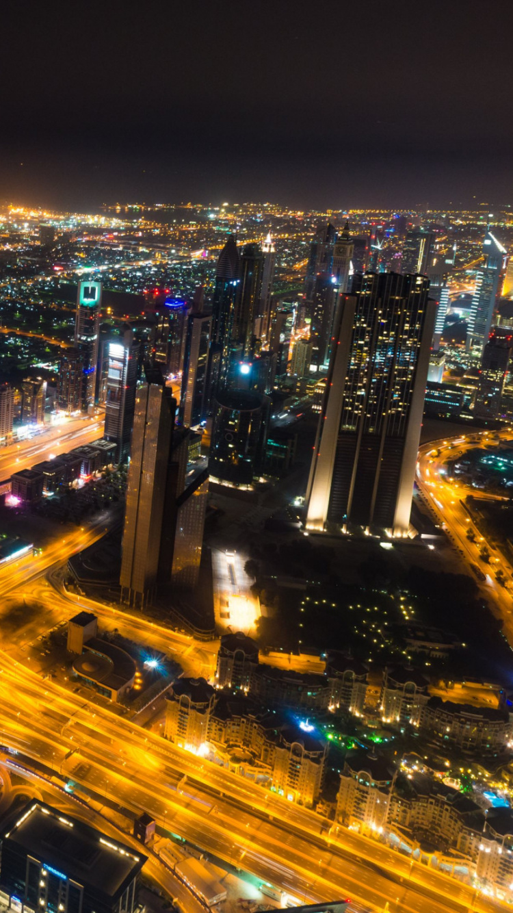 Обои Бурдж Халифа, городской пейзаж, город, городской район, ночь в разрешении 750x1334