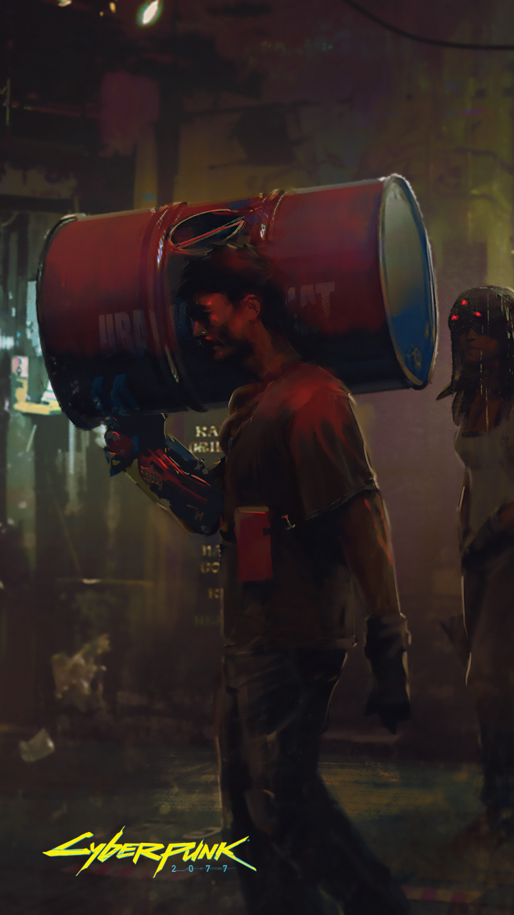 Обои Киберпанк 2077, cd projekt, арт, визуальное искусство, живопись в разрешении 750x1334