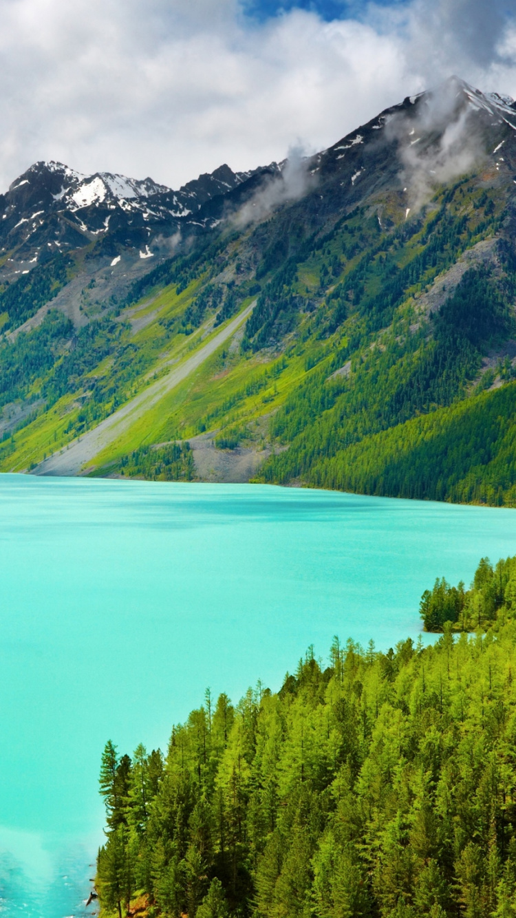 Обои гора, природа, нагорье, озеро, дикая местность в разрешении 750x1334