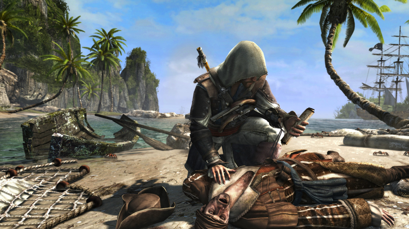 Обои Assassins Creed III, ubisoft, Эдвард Кенуэй, компьютерная игра, солдат в разрешении 1366x768