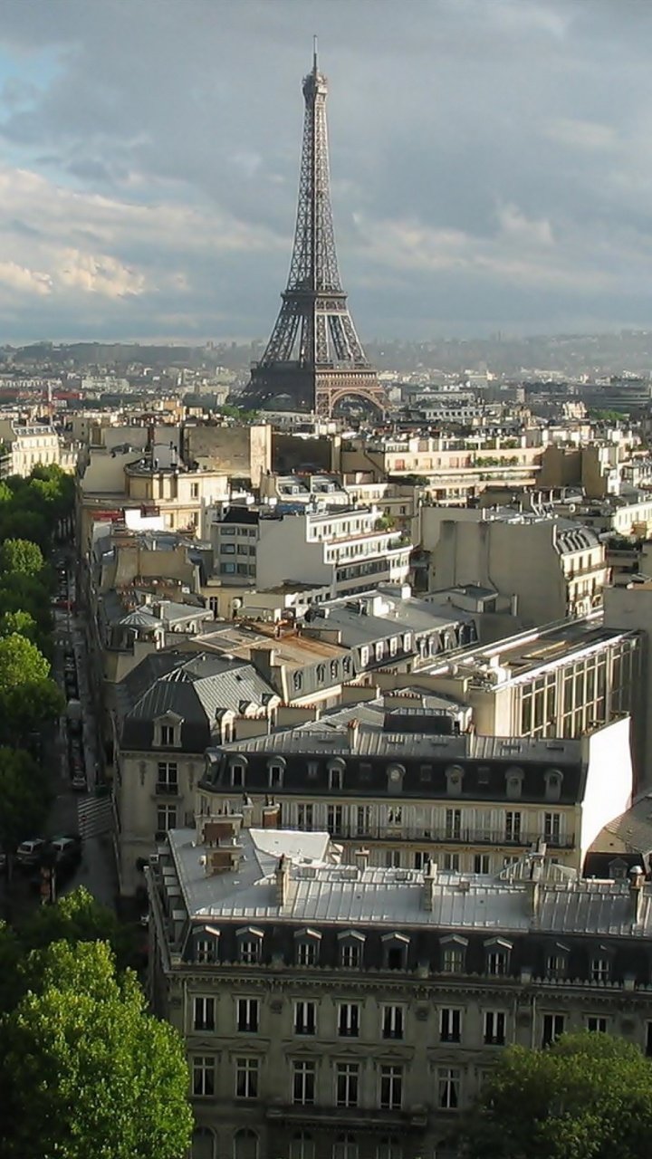 Обои Париж, Эйфелева башня, городской пейзаж, город, метрополия в разрешении 720x1280