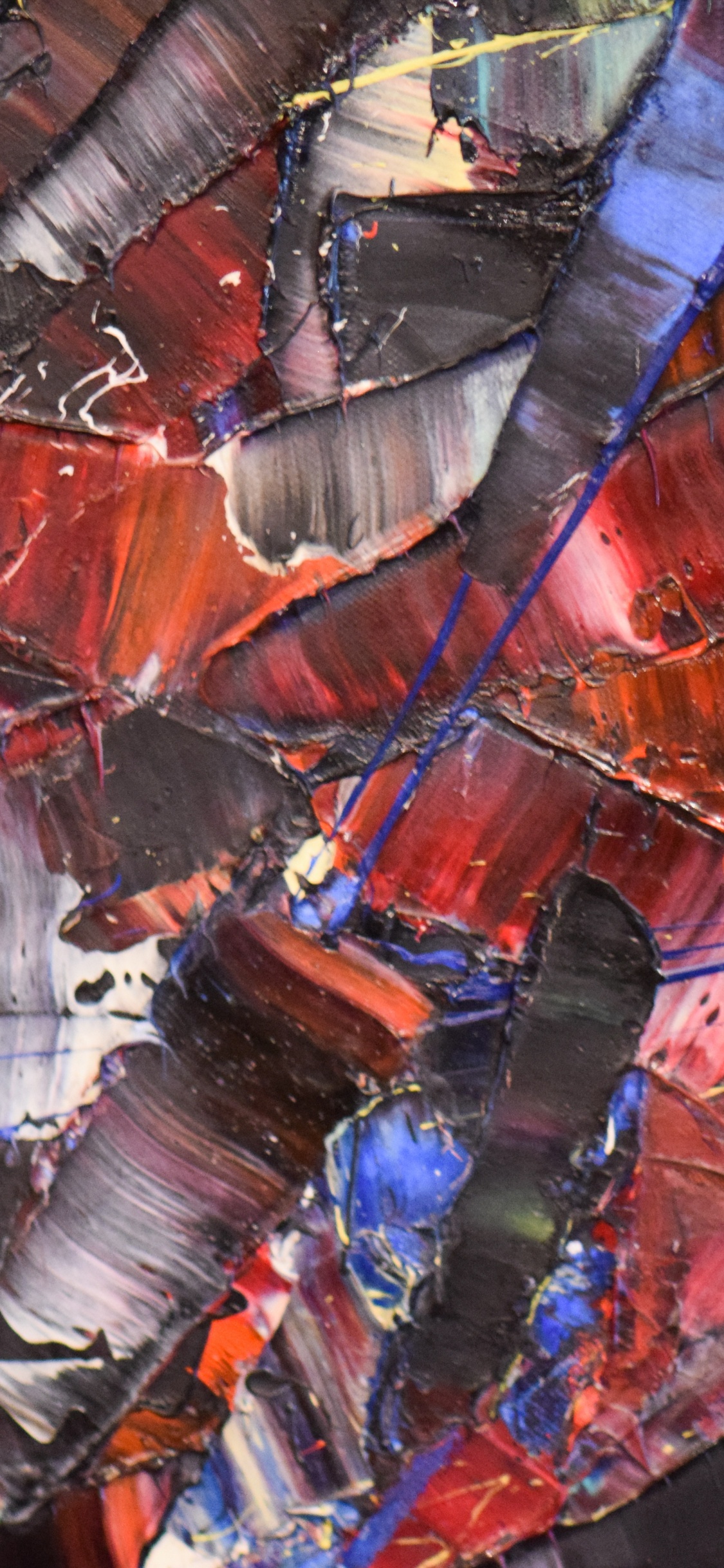 Обои Место встречи Риопель, живопись, арт, красный цвет, городской дизайн в разрешении 1125x2436