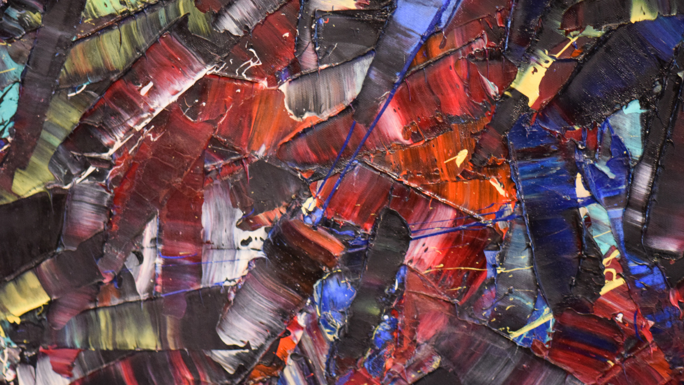 Обои Место встречи Риопель, живопись, арт, красный цвет, городской дизайн в разрешении 1366x768