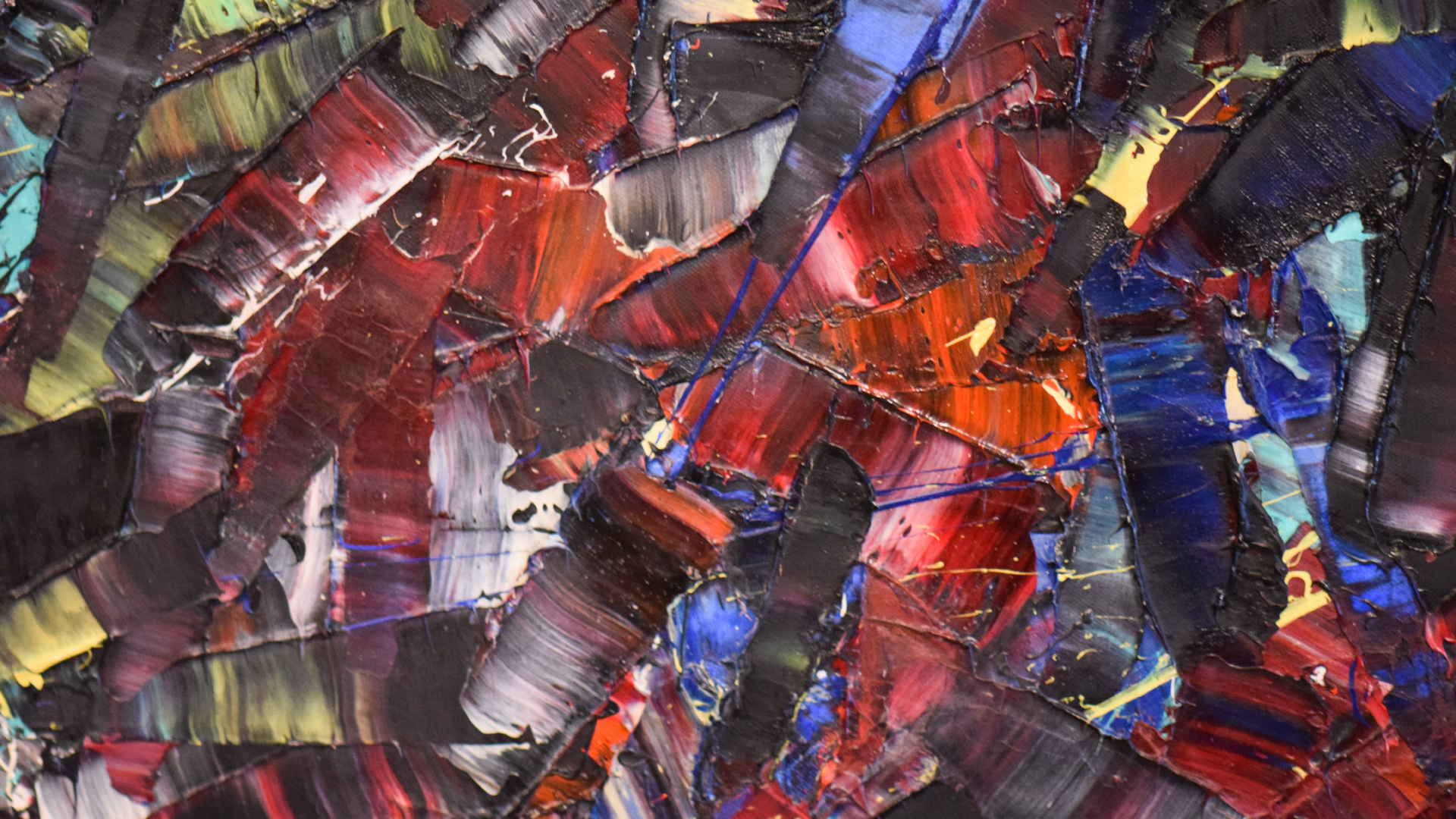 Обои Место встречи Риопель, живопись, арт, красный цвет, городской дизайн в разрешении 1920x1080