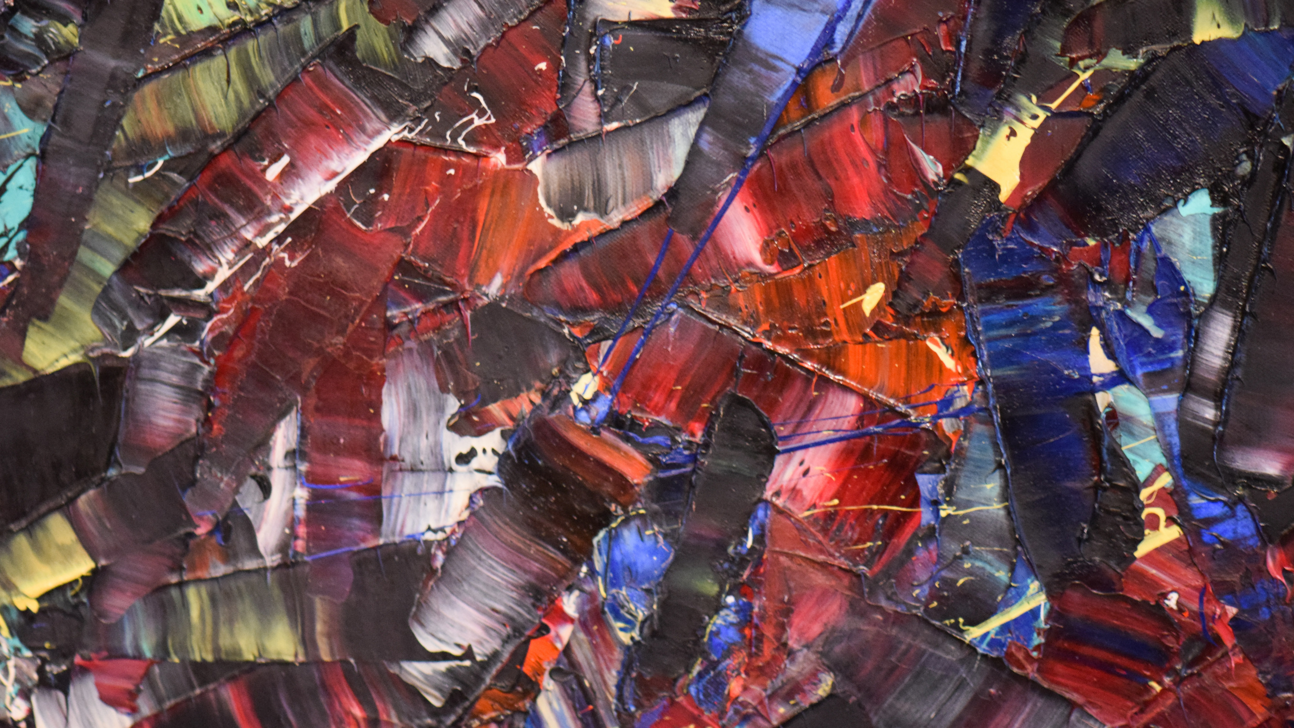 Обои Место встречи Риопель, живопись, арт, красный цвет, городской дизайн в разрешении 2560x1440