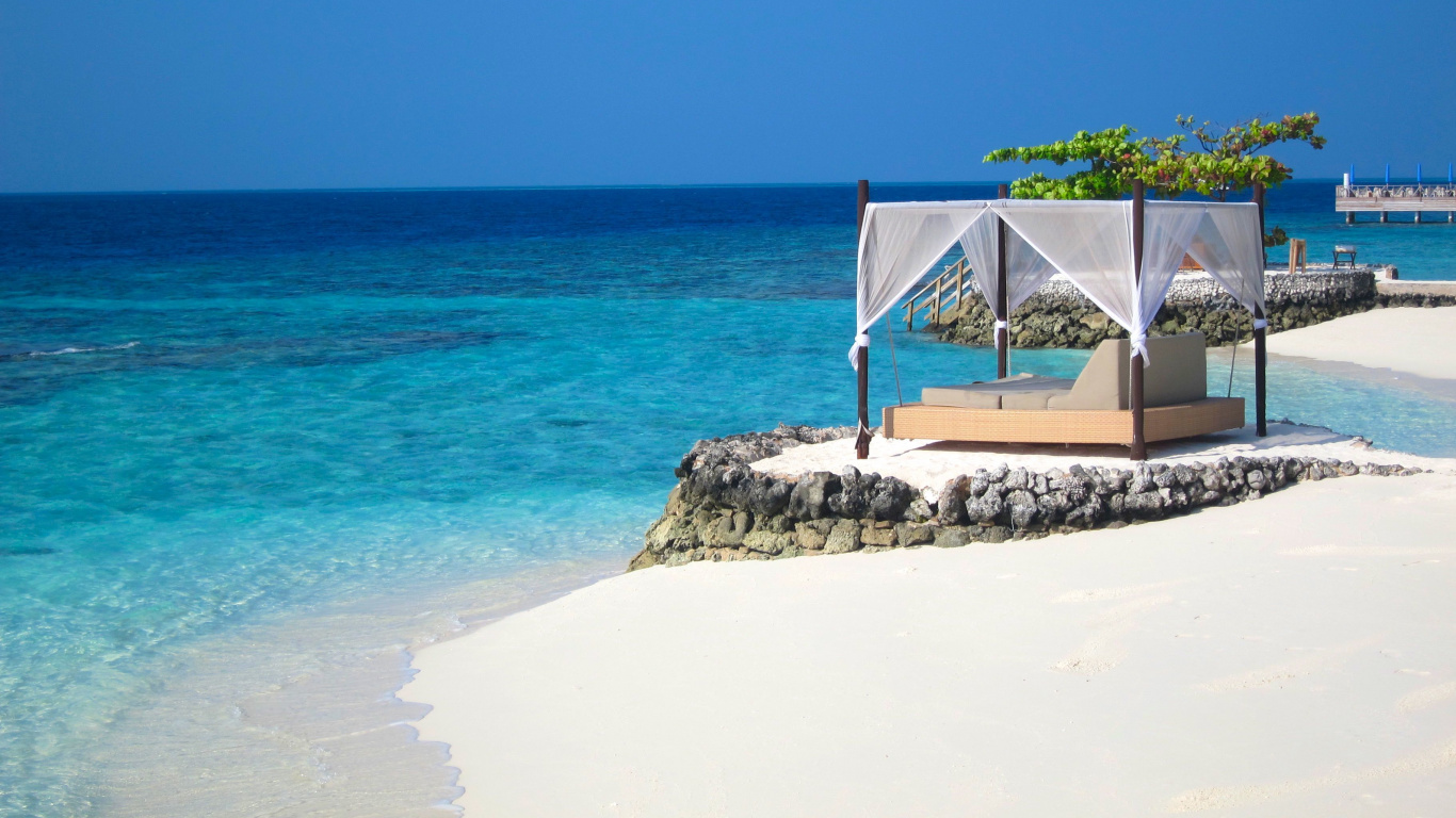 Обои море, отпуск, туризм, побережье, пляж в разрешении 1366x768