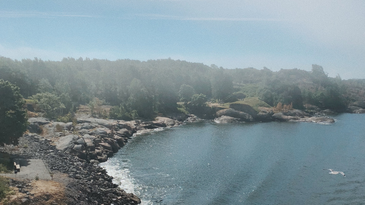 Обои побережье, мыс, водоем, горный рельеф, зима в разрешении 1280x720