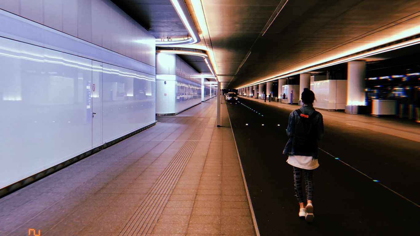 Обои скоростной транспорт, освещение, свет, инфраструктура, потолок в разрешении 1366x768