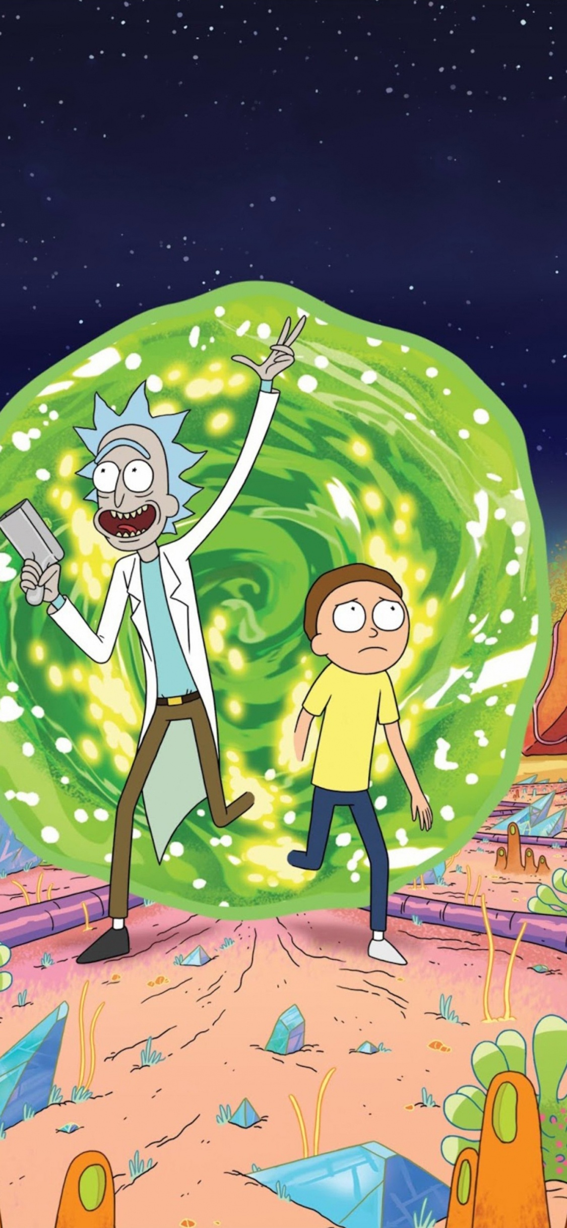 Обои рк и морти, Рик Санчез, Морти Смит, Взрослых Плавать, Бет Смит в разрешении 1125x2436