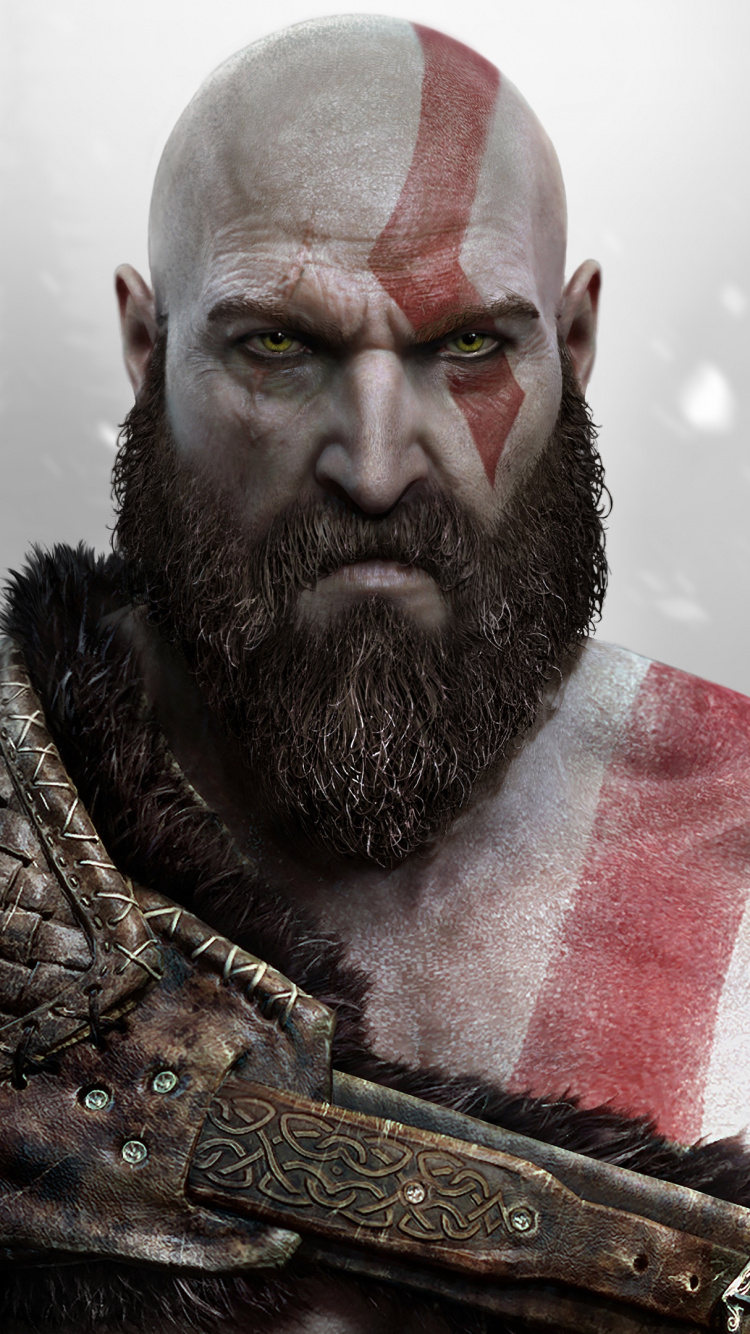 Обои Кратос бог войны 4, god of war, god of war 3, кратос, playstation 4 в разрешении 750x1334