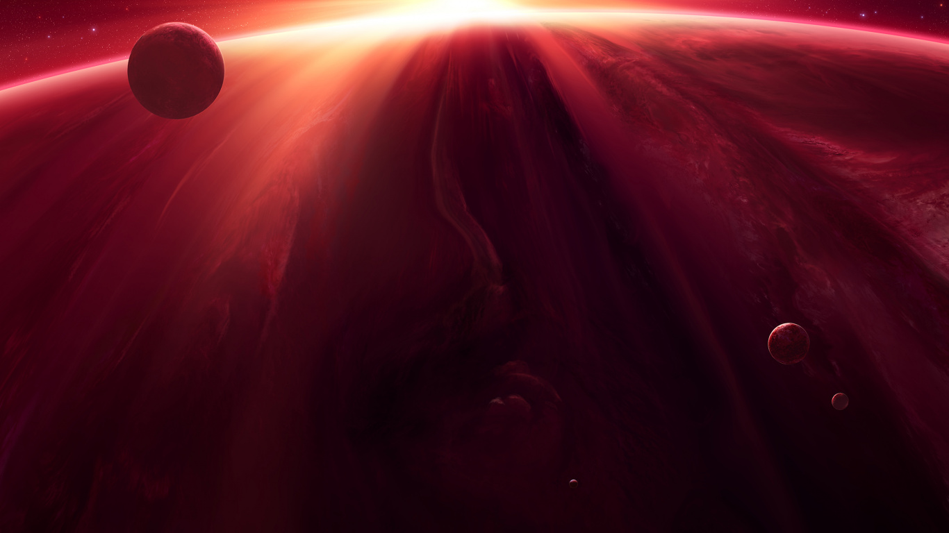 Обои атмосфера, красный цвет, свет, бордовые, космос в разрешении 1366x768