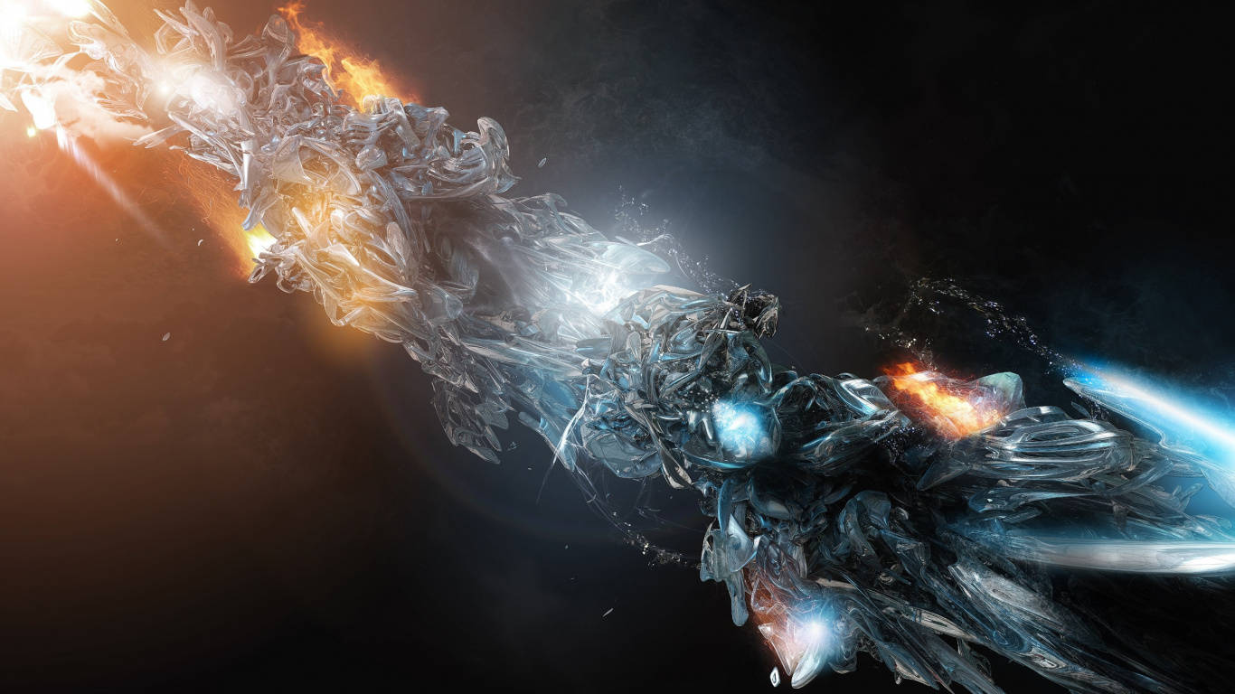 Обои космос, темнота, земля, пространство, взрывчатое вещество в разрешении 1366x768