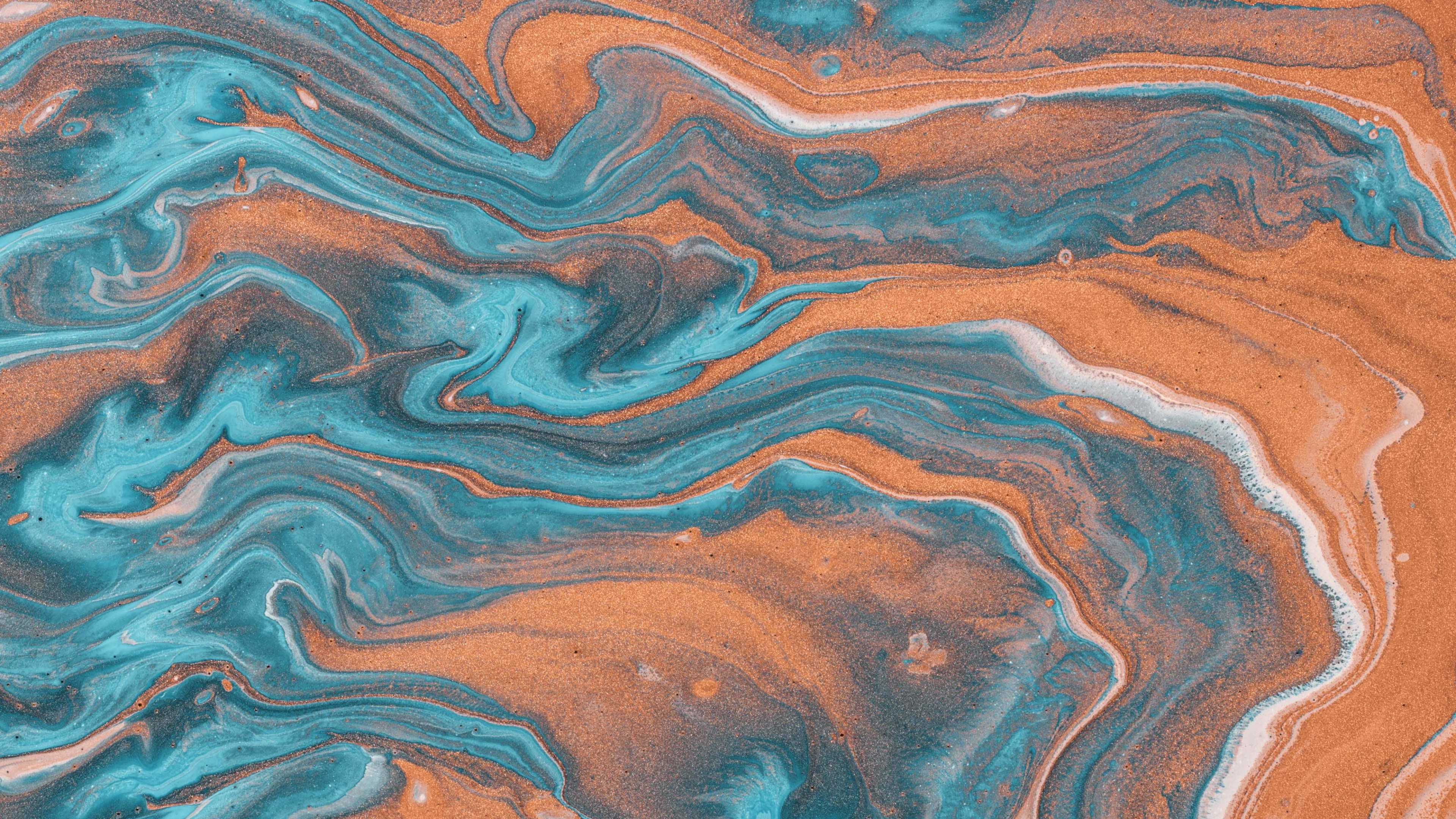 Обои живопись, абстрактное искусство, вода, синий, Аква в разрешении 3840x2160