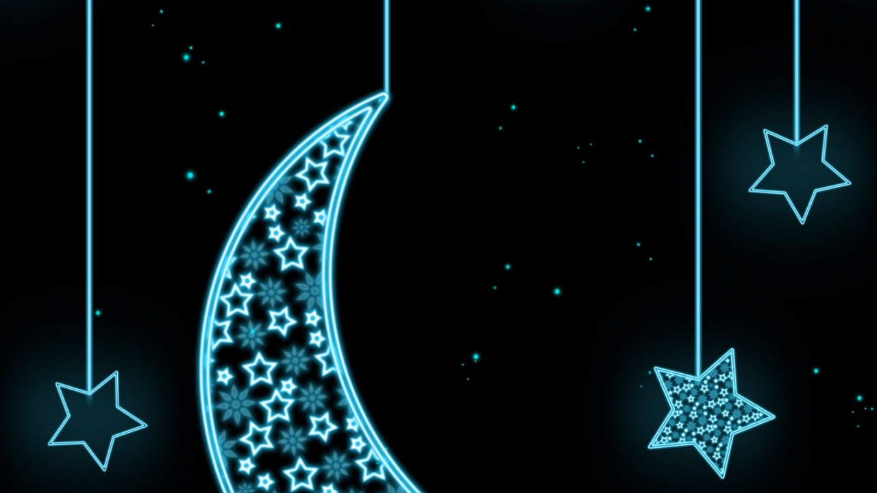 Обои лунная звезда, луна, полумесяц в разрешении 1280x720
