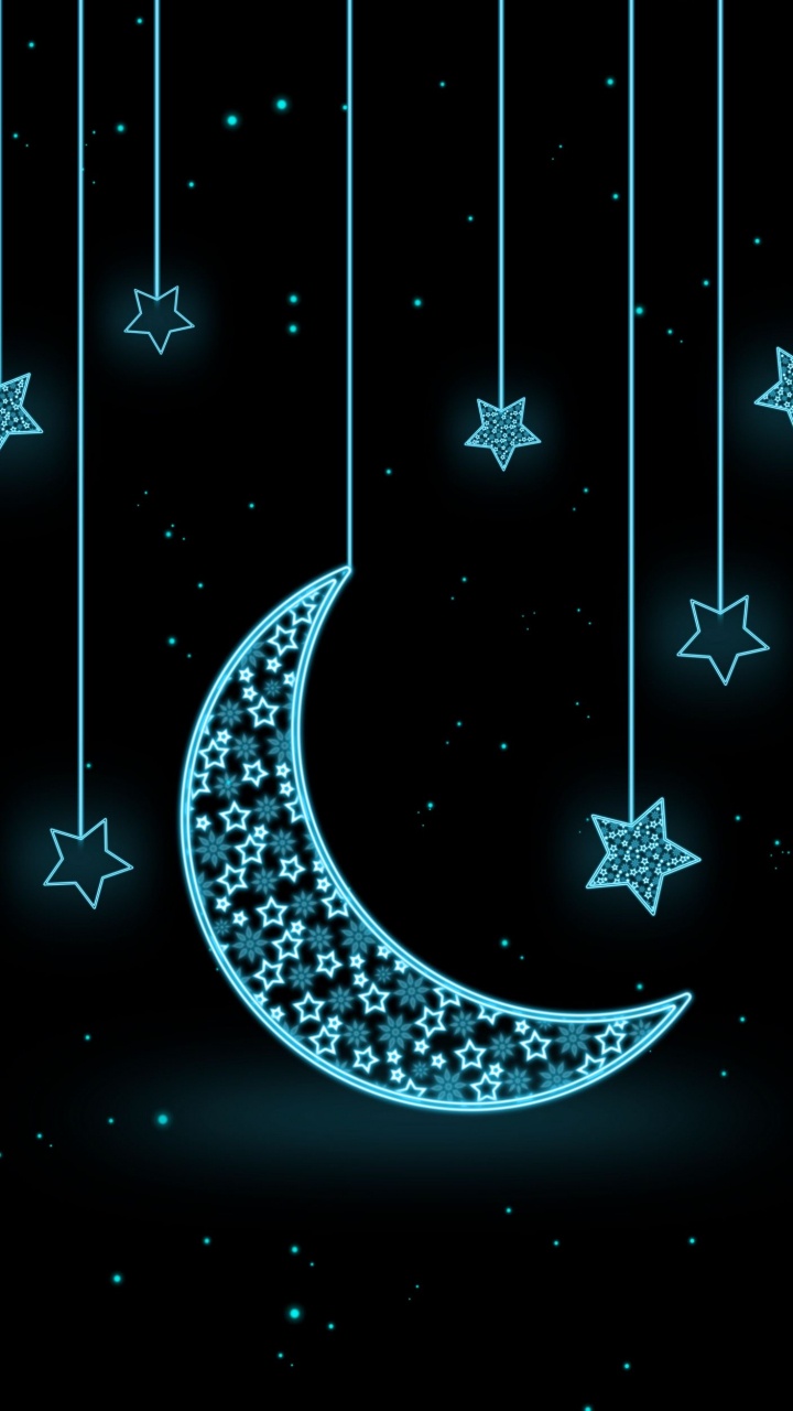 Обои лунная звезда, луна, полумесяц в разрешении 720x1280