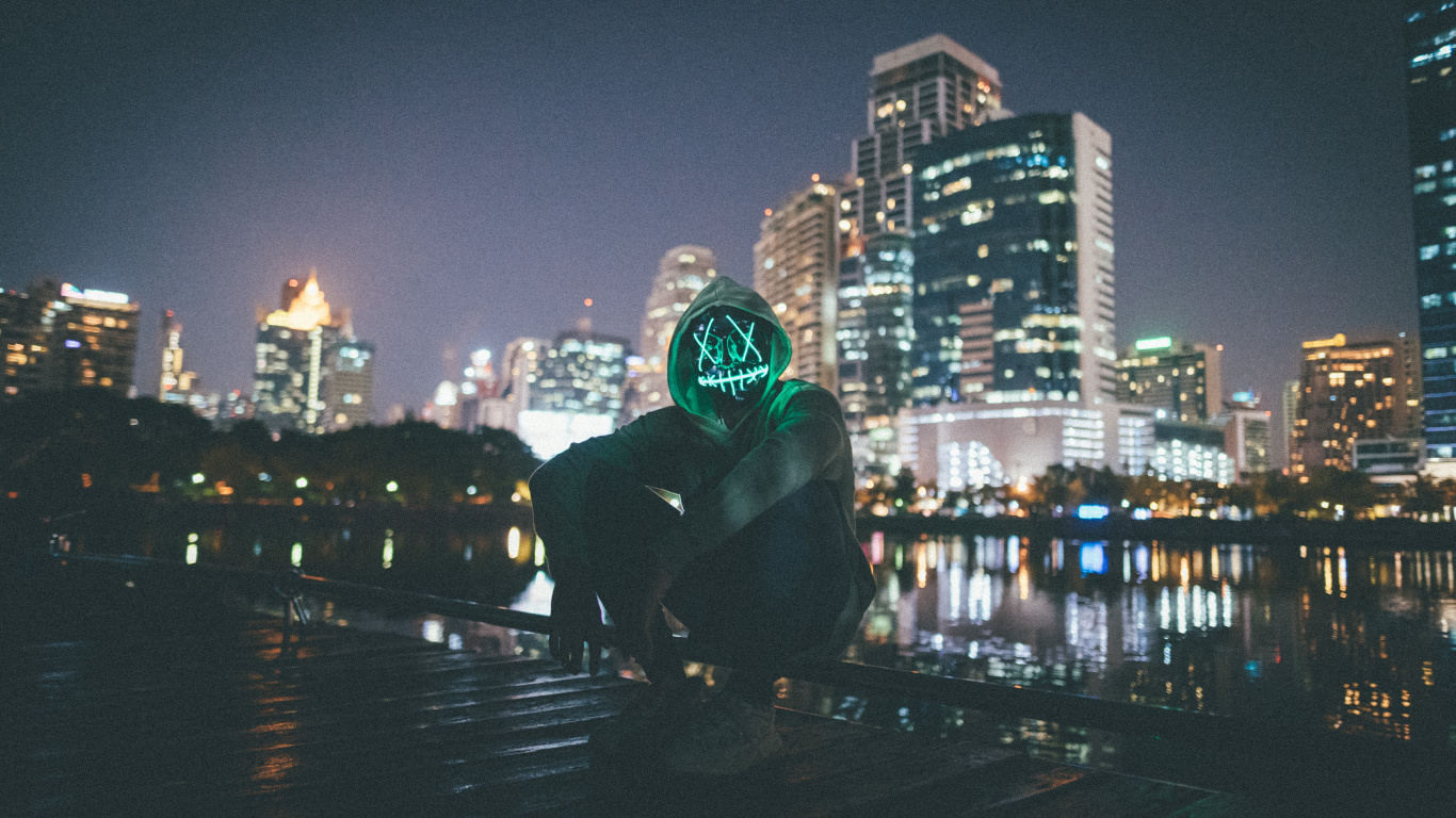 Обои городской пейзаж, линия горизонта, хип хоп музыка, метрополия, отражение в разрешении 1366x768