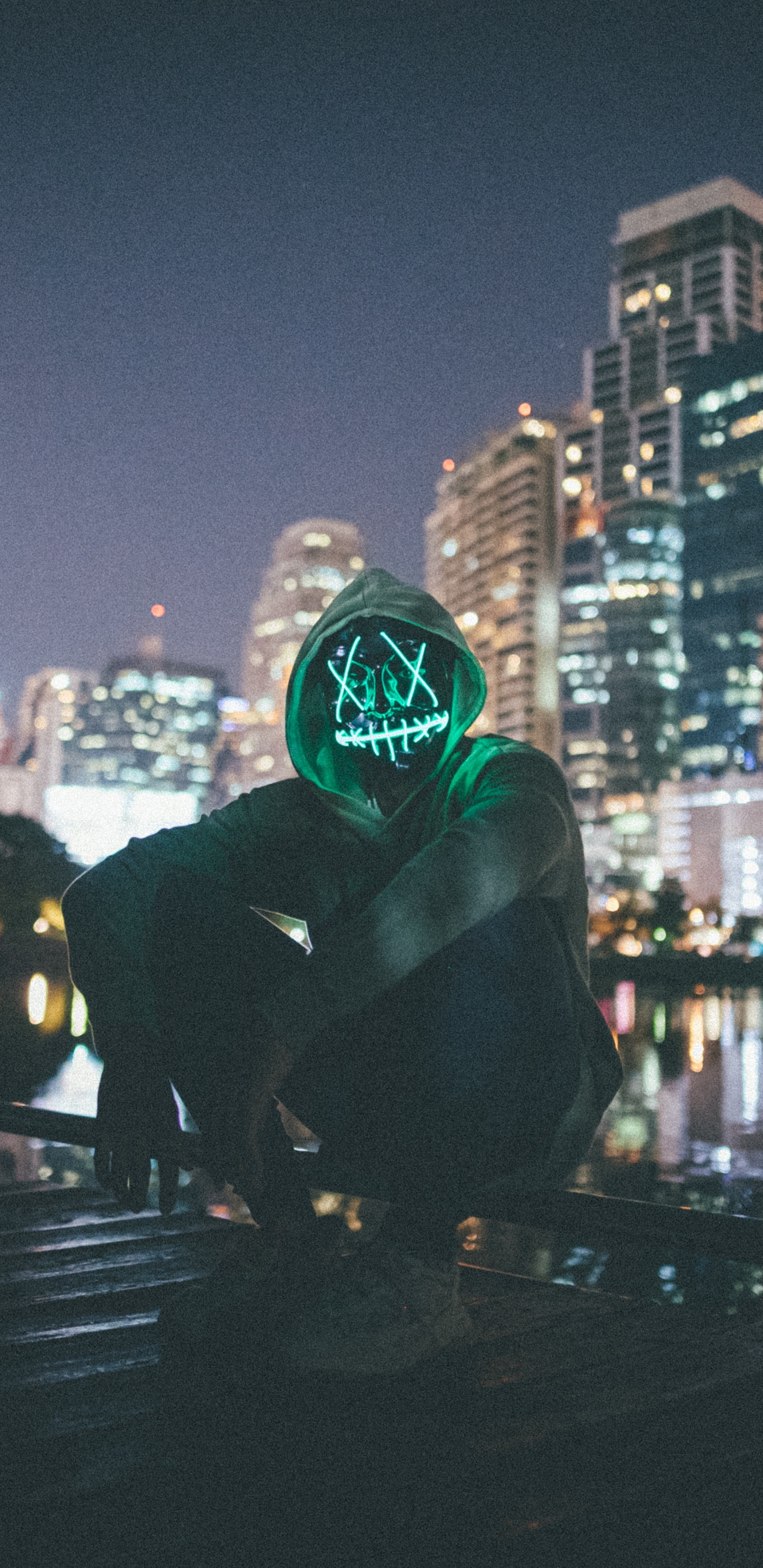 Обои городской пейзаж, линия горизонта, хип хоп музыка, метрополия, отражение в разрешении 1440x2960