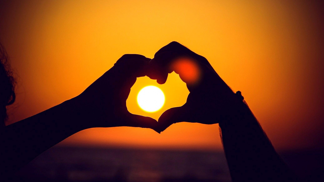 Обои сердце, любовь, тепло, силуэт, роман в разрешении 1280x720