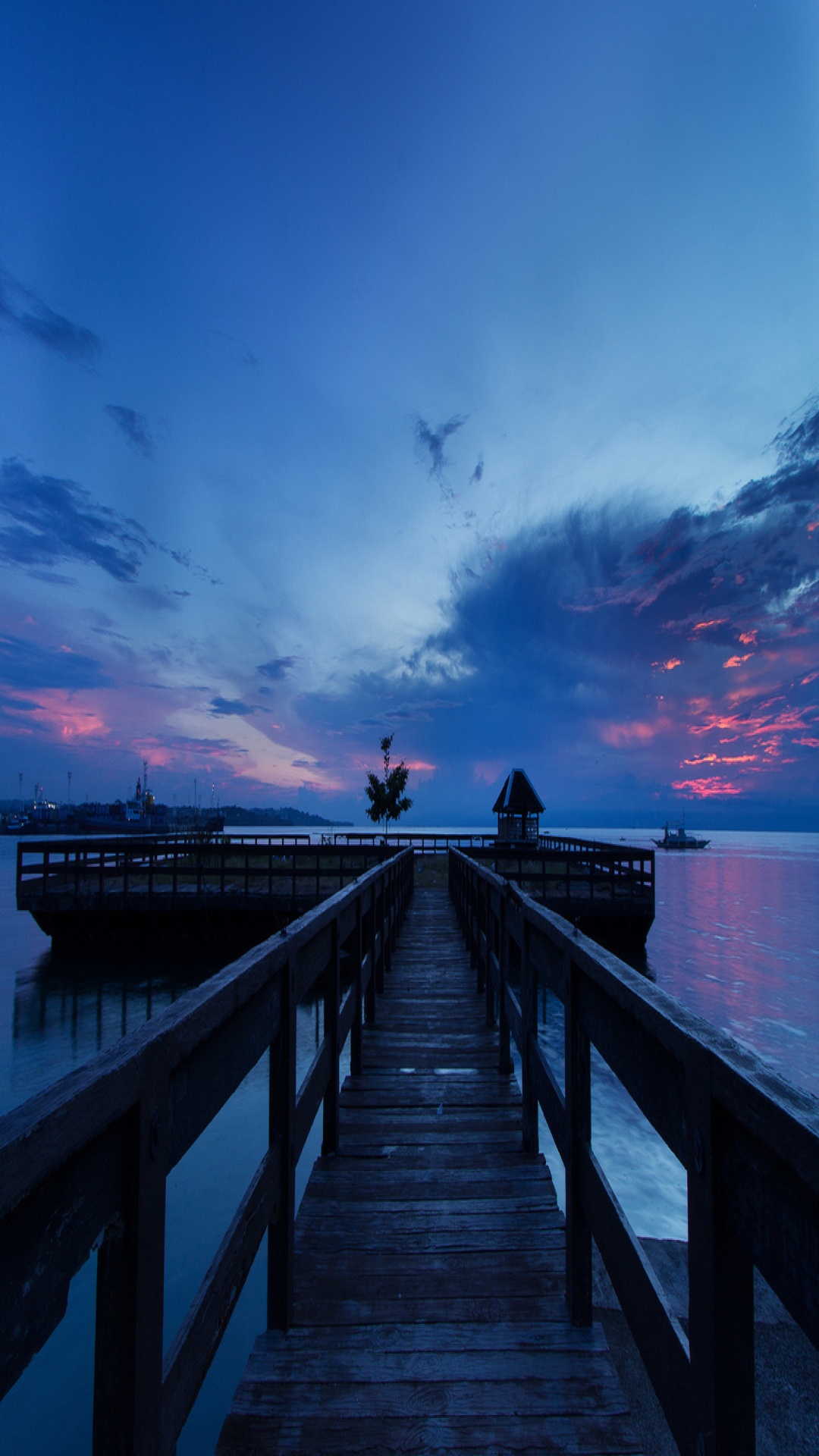 Обои деревянный мост ночью, ночь, мост, море, Пирс в разрешении 1080x1920