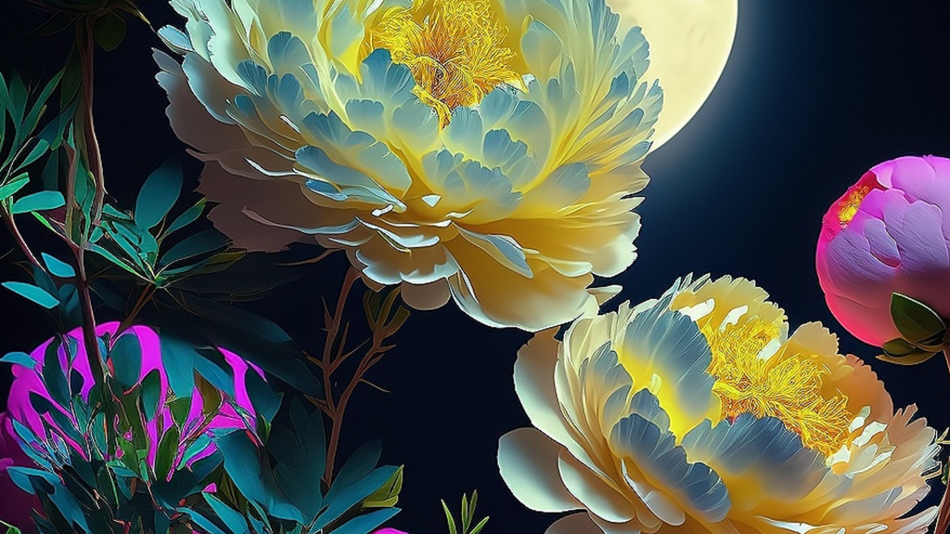 Обои цветок, цветочный дизайн, пион, искусственное растение, растение в разрешении 1366x768