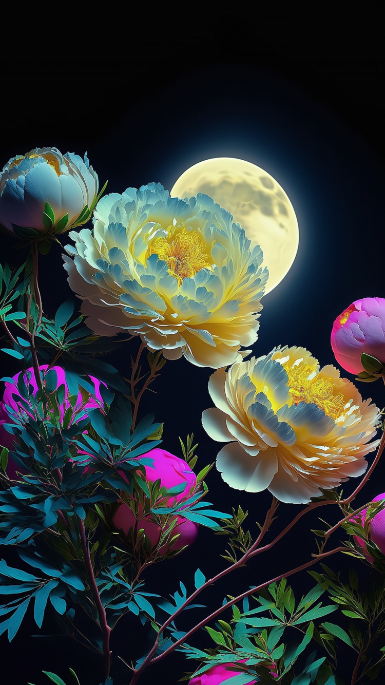 Обои цветок, цветочный дизайн, пион, искусственное растение, растение в разрешении 750x1334