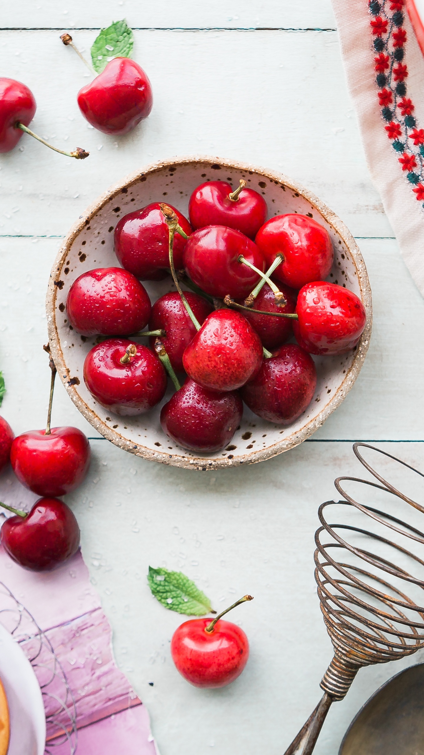 Обои вишня, Вишневый пирог, ягоды, пища, блюда в разрешении 1440x2560