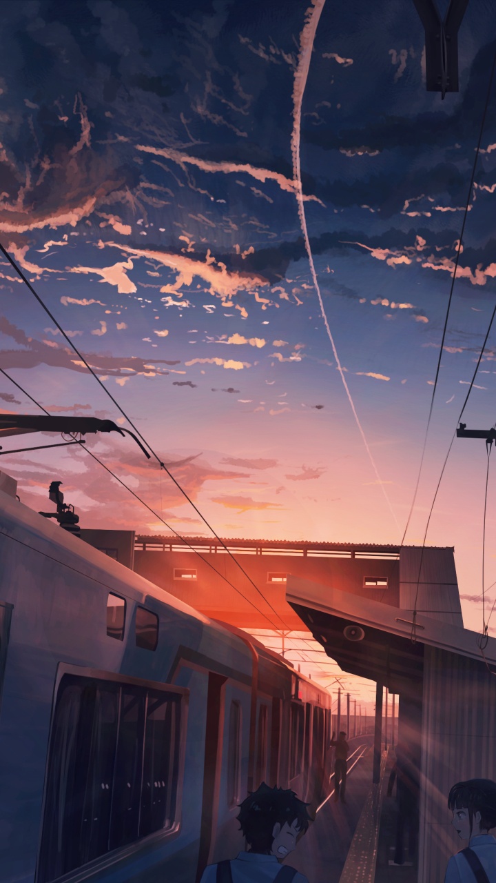 Обои аниме пейзаж, аниме, арт, театральные декорации, пейзаж в разрешении 720x1280